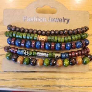 2 For $10 Fashion Jewelry Blue and Green Beaded Bracelet Set